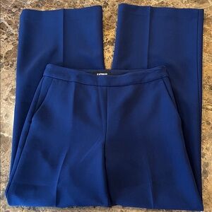 Express Wide Leg High Rise Side Zip/Pockets Trouser  Dress Pant Washable 6R Navy